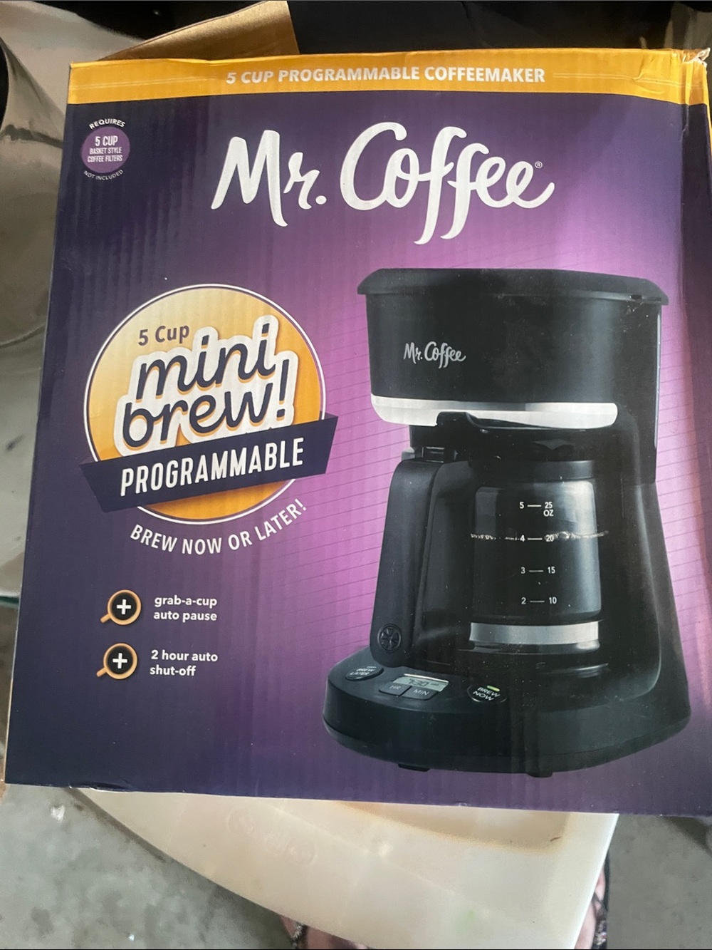 Mr. Coffee 5-Cup Programmable Mini Brew Coffee Maker - Black